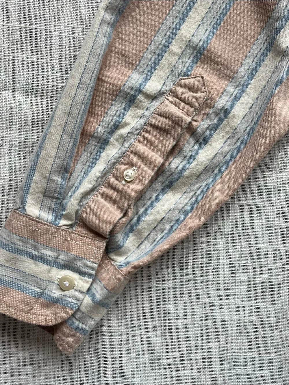J. Crew Organic Cotton Broken-in Oxford Striped Dusty Pink Blue & White